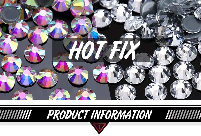 Glas Klar Hotfix Strass Flache Rückseite Eisen Auf Strass Kristall Steine SS6-SS40 Hot Fix Strass Für Kleidung Dekorationen – Detail 1