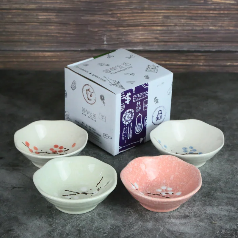 Lotus Bowl Японская ручная роспись сливы керамические тарелки для закуски тарелка Снежинка Глазурованный фарфор цветочный соус блюдо салатник Набор десертный поднос - Цвет: Lotus Bowl