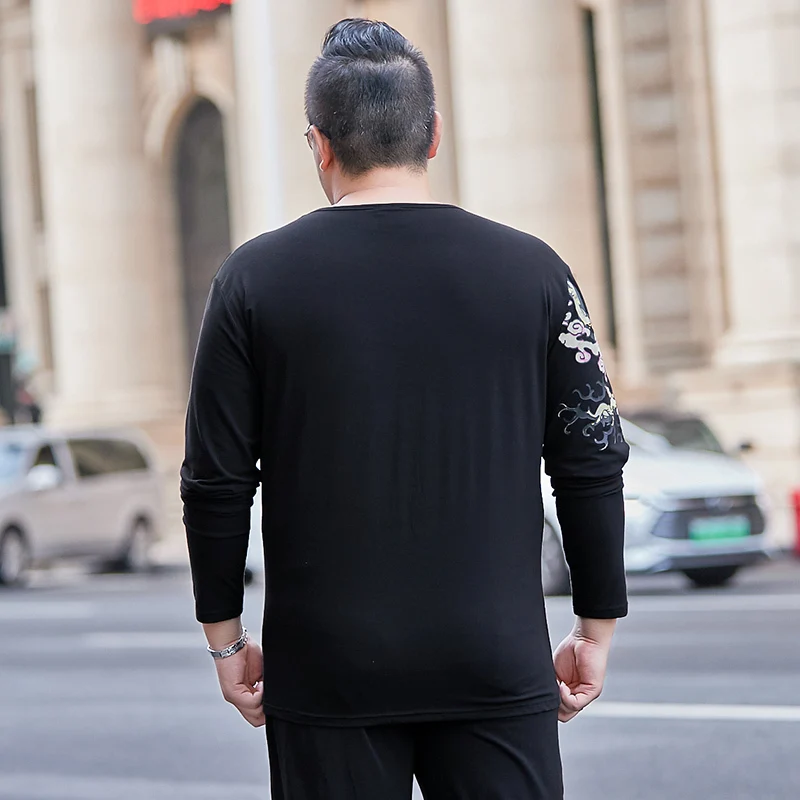 5XL 6XL 7XL 8XL зимняя Большая распродажа мужская футболка с длинным рукавом дешевая Осенняя Большие размеры большие футболки хлопок домашние черные футболки