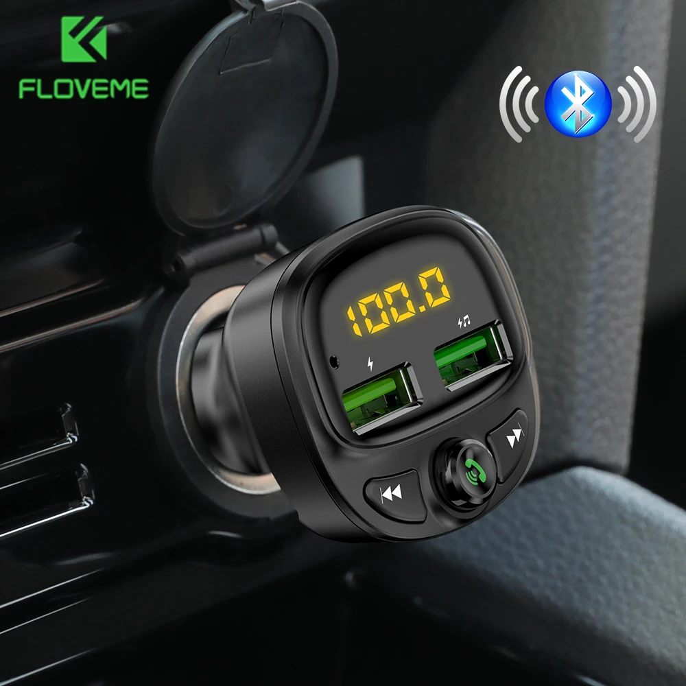 

FLOVEME 2 USB Car Charger For Phone Wireless Bluetooth Fm Transmitter HandFree Fast Charging Charger MP3 TF Card Music Car Kit