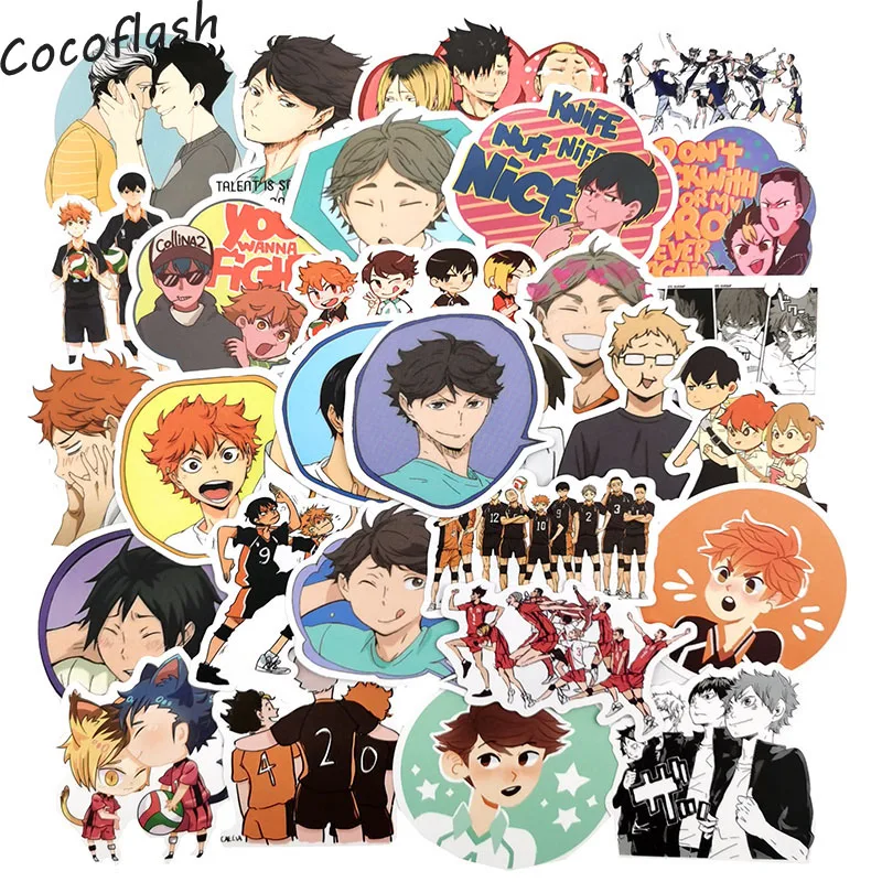 50Pcs/Set Haikyuu!! Stickers Japanese Anime Sticker Volleyball For Decal On Guitar Suitcase Laptop Phone Fridge Motorcycle Car