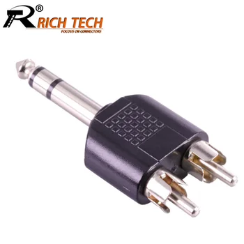 

10pcs 3 Poles Stereo 6.35mm Plug to Dual RCA Plugs Audio Connector 6.35mm Male to 2xRCA Male Adapter