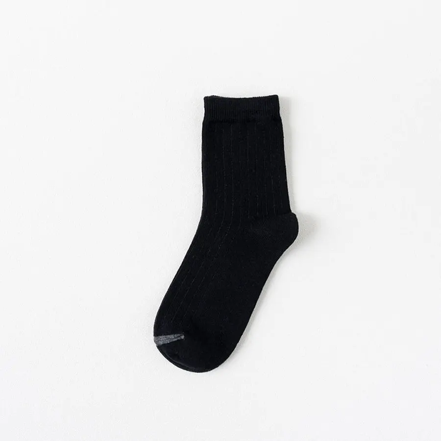 Хлопковые женские носки в полоску, одноцветные, черные, коричневые, зеленые, короткие носки в стиле Харадзюку, повседневные женские короткие носки, 1 упаковка - Цвет: Black 1 pack