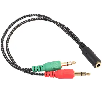 

Headset Splitter 3.5mm 2 Male Plug to 1 Female Jack Audio Mic Headset Splitter Adapter Cable Computer Accessories Braided Fiber