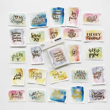 

24 Sheets /Bag Gradient English Wishes Letters DIY Adhesive Decorative Sticker