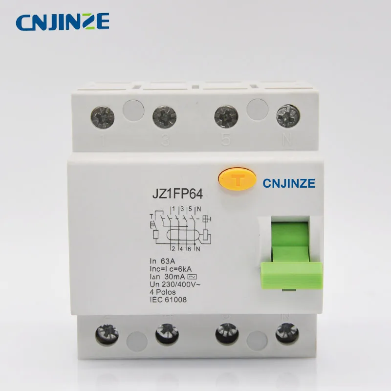63A RCBO LE 1P + N 230V ~ 50 HZ/60 HZ Выключатель остаточного тока с защитой от перегрузки по