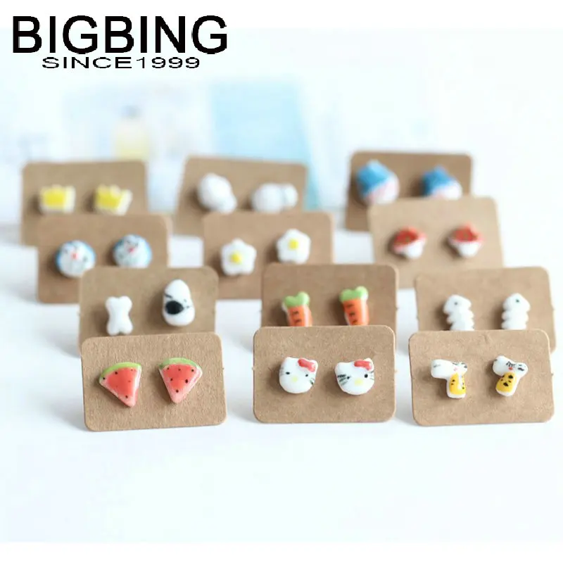 

C073 BIGBING fashion jewelry Fruits Animal ceramic stud earring Fashion jewelry fashion earring Free shipping
