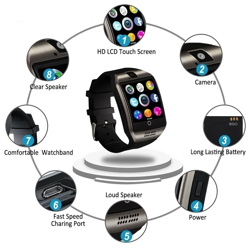 DZLST 2020 Новые смарт часы Q18S с поддержкой sim карты TF Bluetooth умные музыкальной камерой