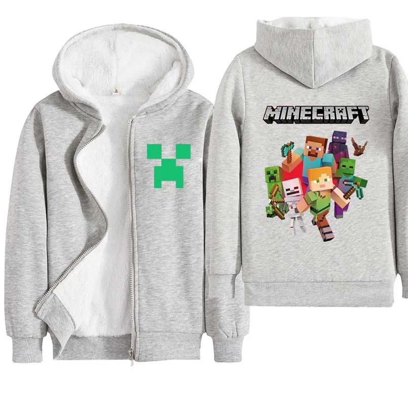 Зимняя Вельветовая куртка в стиле Minecraftshirt; одежда для маленьких девочек и мальчиков; костюм с капюшоном; детская футболка; Пальто с героями мультфильмов; Рождественский Свитшот
