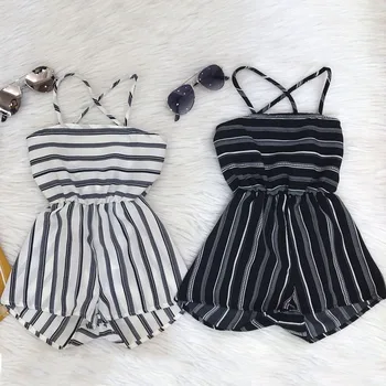 

Lovely Stripe Suspender Shorts Jumpsuits Romper For Toddler Girls
