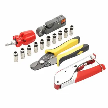 

Coaxial Cable Manual Crimping Tool Set Kit Cable Plier Crimper Stripping Crimping Pliers With Compression Connectors