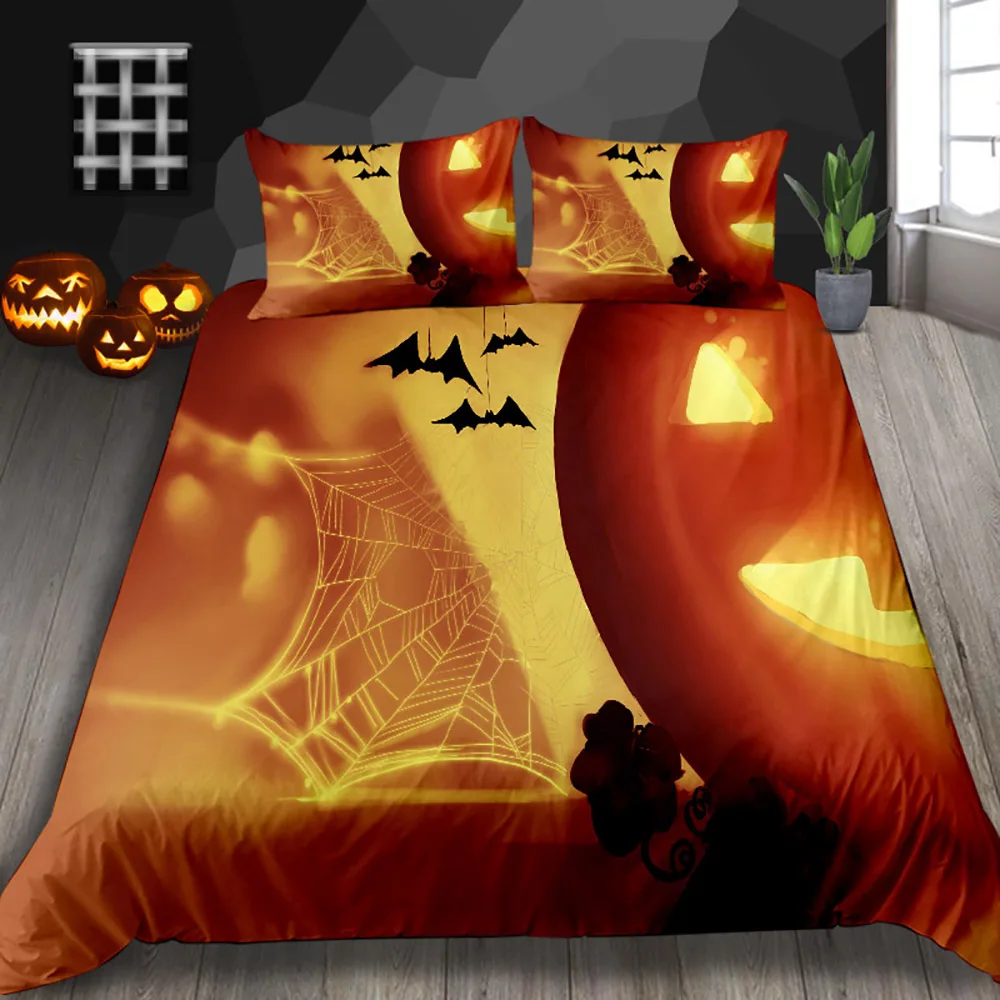 

Thumbedding Pumpkin Lantern Print Bedding Set Halloween Decoration For Home Duvet Cover Creative King Queen Full Twin Bed Set