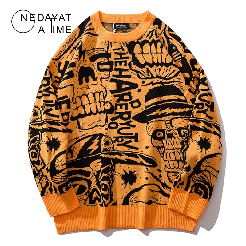 Mens Sweaters Skull Print Streetwear Pullover O-neck Long Sleeve Hip Hop Men Autumn Harajuku Couple Sweaters Loose Sweaters Tops Mens Sweaters Skull Print Streetwear Pullover O-neck Long Sleeve Hip Hop Men Autumn Harajuku Couple Sweaters Loose Sweaters Tops