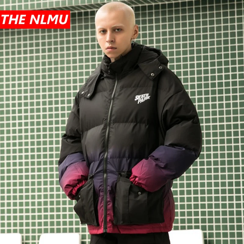 

2019 Men Winter Hoodied Jackets New Design Patchwork Printed Parka Jacket Male Warm Coat Hip Hop Streetwear Fashion Parkas WG568