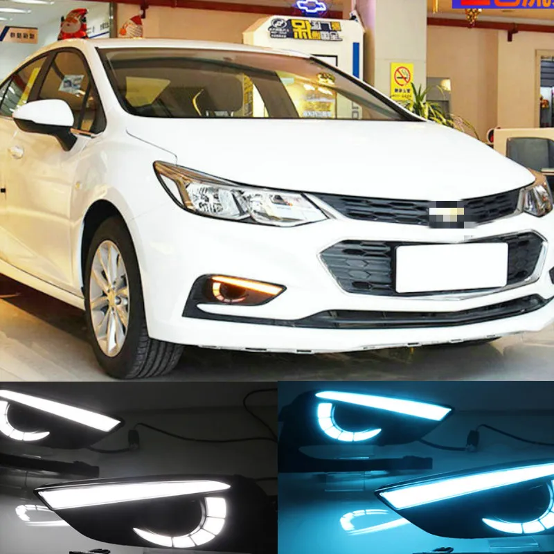 2 шт. Светодиодный дневной светильник для Chevrolet Cruze 2016 2017 2018 динамический желтый