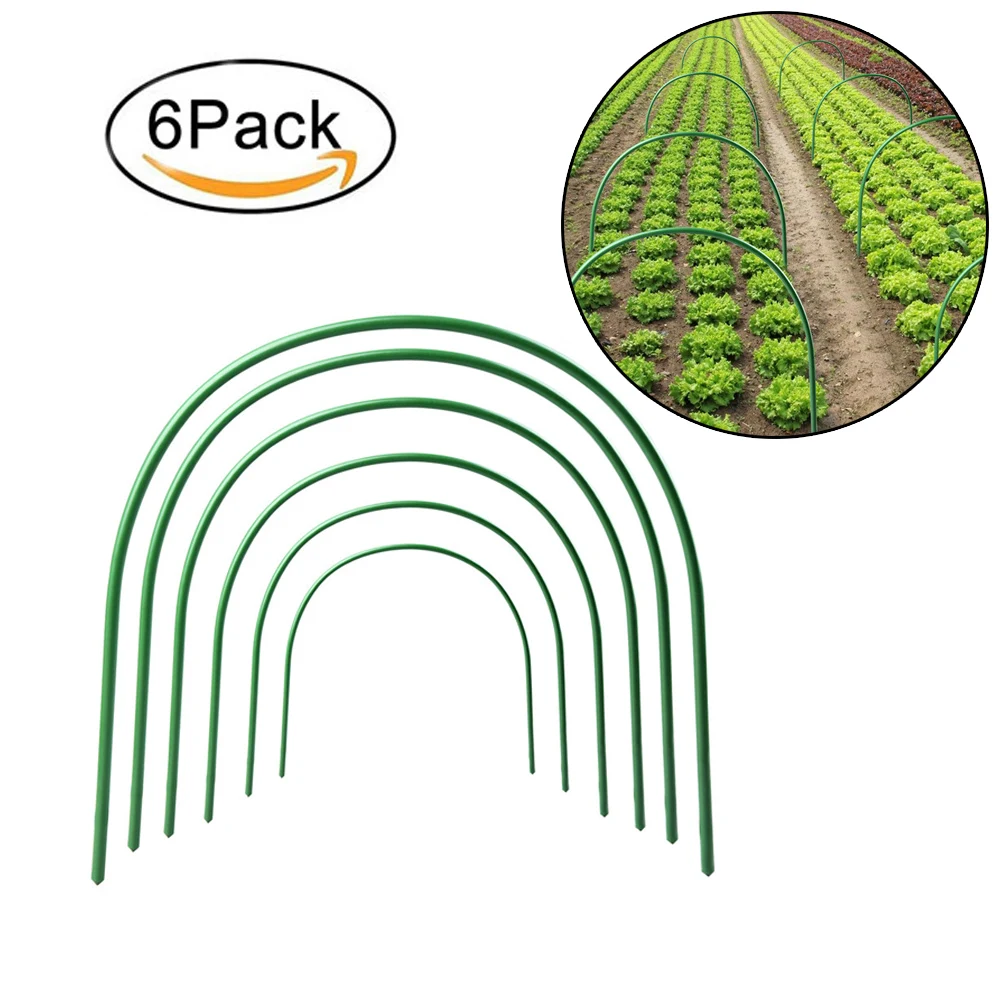 

6Pcs Steel with Plastic Coated Hoops Greenhouse Hoops for Plant Cover Support Grow Tunnel Plant Stent For Garden Fabric Supplies