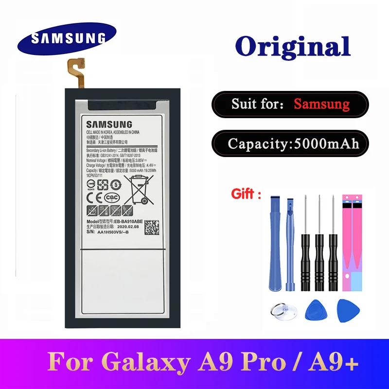

5pcs/lot Original Samsung A9+ EB-BA910ABE Battery 5000mAh for Samsung Galaxy A9 Pro (2016) A9+ SM-A9000 A9100 A910F Batteria