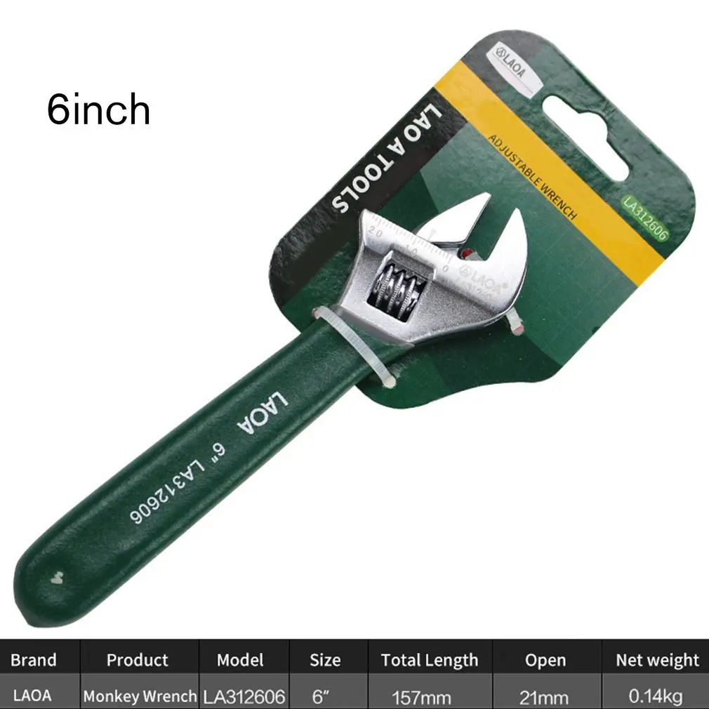LAOA 6"/8"/10"/12" Anti-slide Universal Monkey Wrench Adjustable Spanner Adjust Wrenches With Scale Stainless steel Key - Цвет: 6 inch