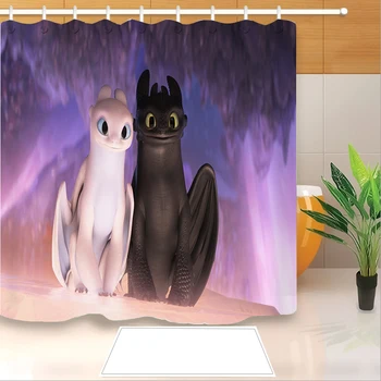 

How to Train Your Dragon 3D Print Shower Curtain Polyester Fabric Bathroom Curtain Waterproof Hook Bath Curtain 03