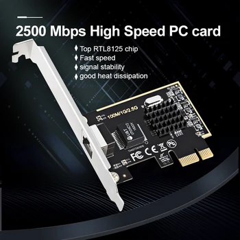 

2500Mbps Game PCIE card Gigabit Network Card 10/100/1000Mbps RTL8125 RJ45 wired Network Card PCI-E 2.5G Network Adapter LAN Car