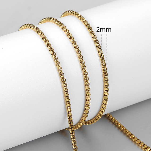 3mm 5mm Black Round Box Link Chain Necklace For Men Boy Stainless Steel Chain Necklace Wholesale Dropshipping Jewelry KNM118
