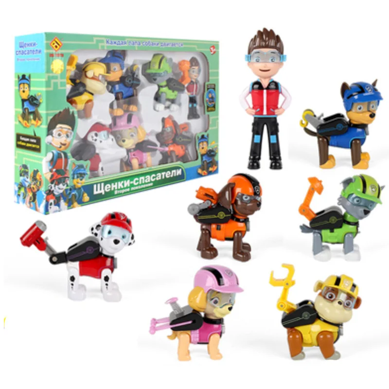 

Hot 7pcs/set Paw Patrol Dog Puppy Anime Figure Skate Canine Action Figure Model Toys For Kids Gifts