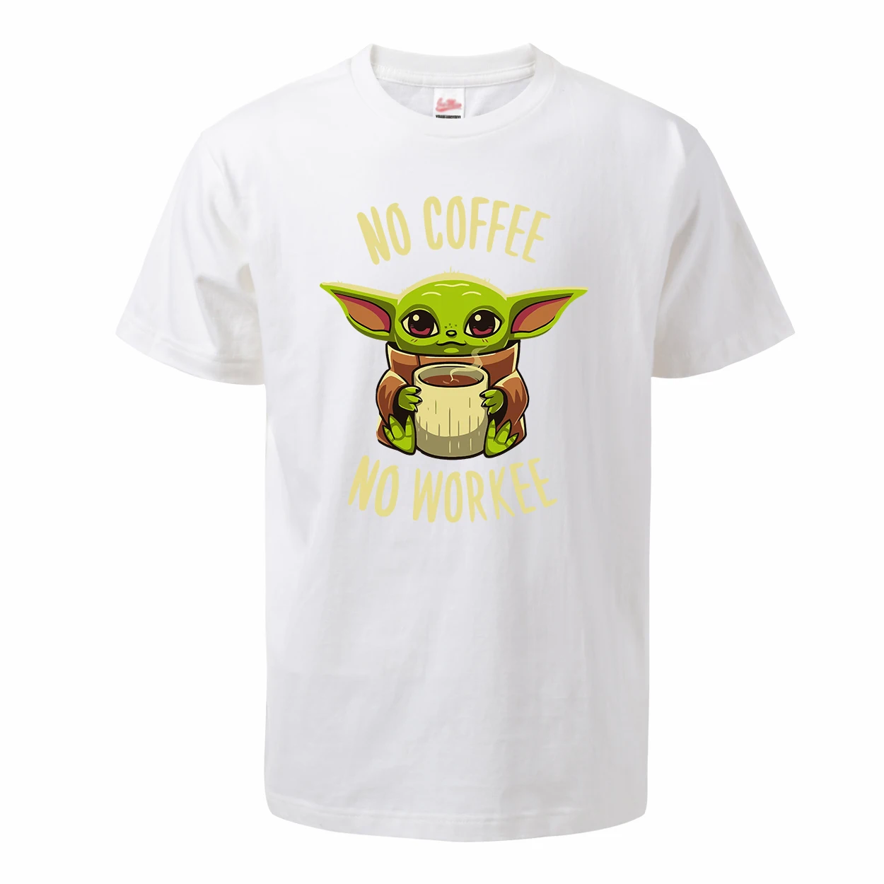 Mandalorian Baby Yoda 3D футболка для мужчин 2020 Лето милый No Coffee Workee с коротким рукавом