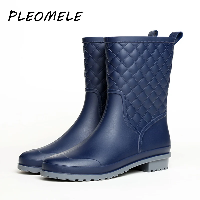 

Women PVC Rain Boots Waterproof Water Non-slip Shoes Woman Wellies Mid-Calf Rainboots