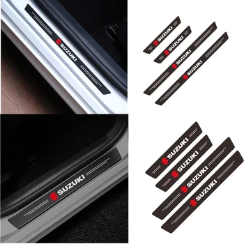 

For Suzuki Swift SX4 Jimny Ignis Alto Samurai Baleno Grand Car styling Car Door Threshold Carbon Fiber Scuff Plate Stickers 4pcs