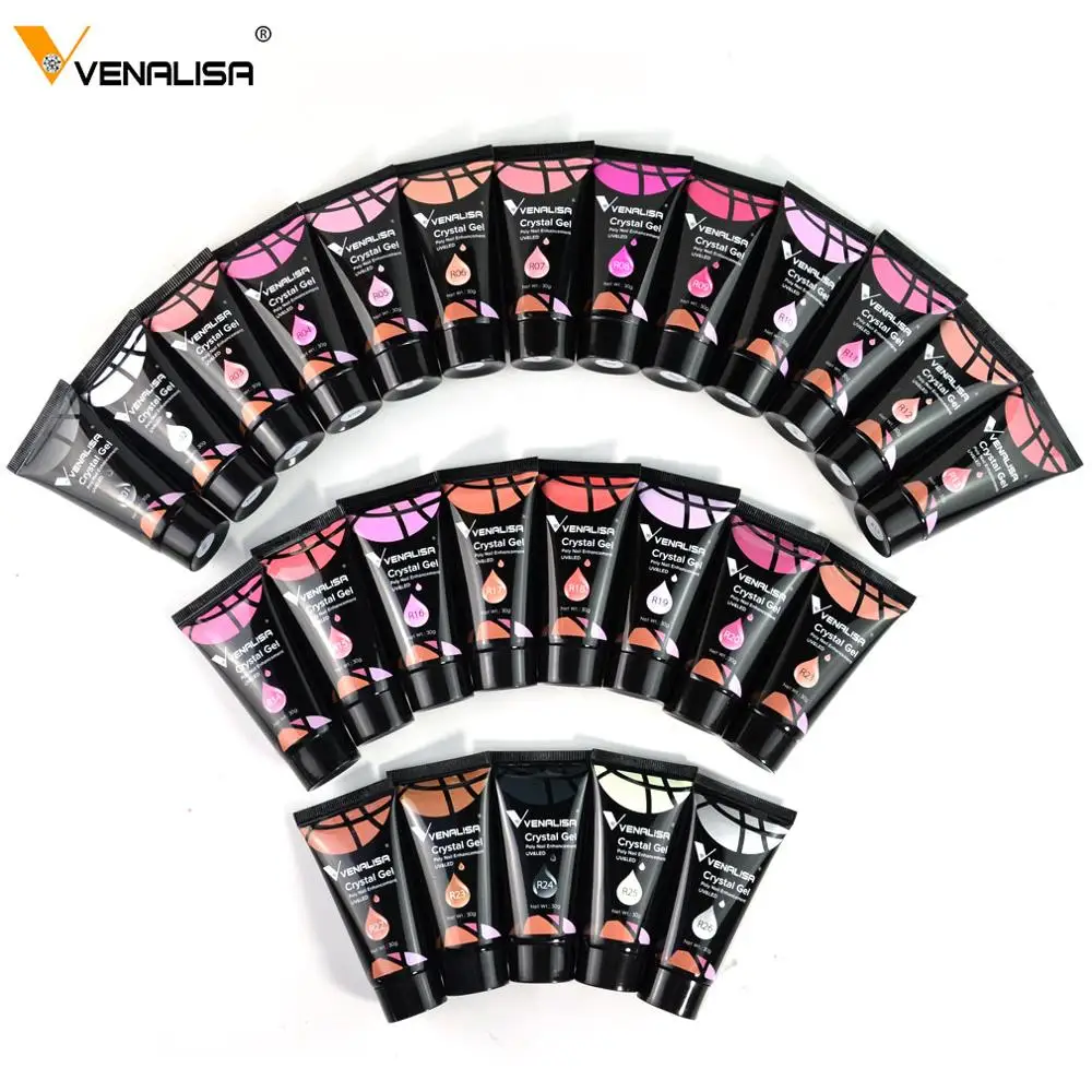 30g VENALISA Poly Nail Gel Nail Art French Nail DIY Clear Camouflage Color Fibre Glass Hard Jelly  extens Nail exten UV LED Gel 6