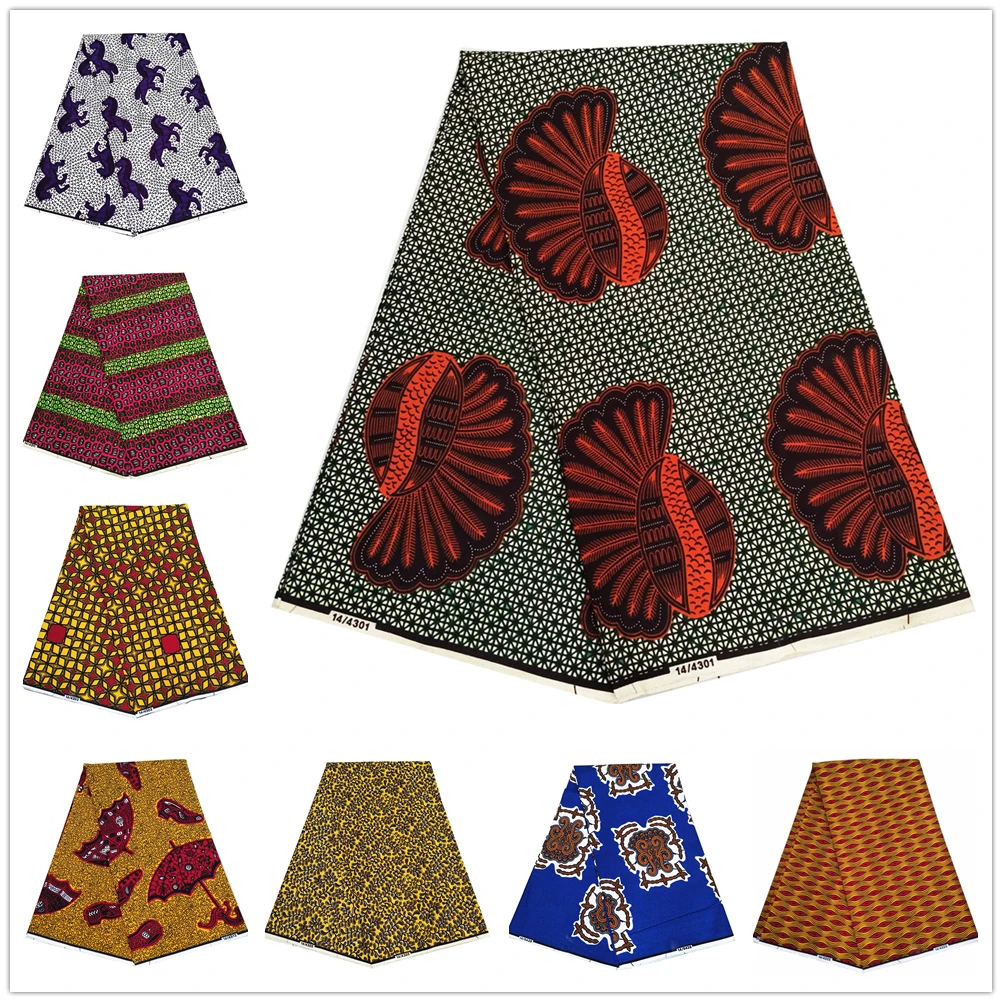 Высокое качество Нигерийский Африканский хлопок Принт текстиль pagne Анкара ткань Африканский настоящий воск принт воск 6 ярдов V