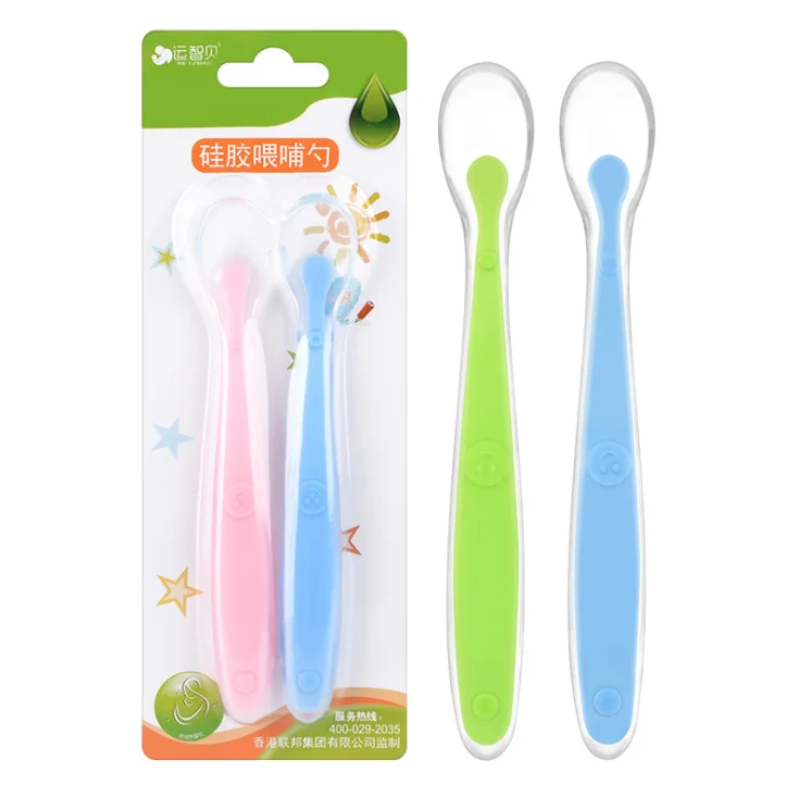 

2PCS Baby Silicone Feeding Spoon Newborn Training Soft Head Spoon Safety Tableware Infant Kids Dishes Learning Baby Spoons
