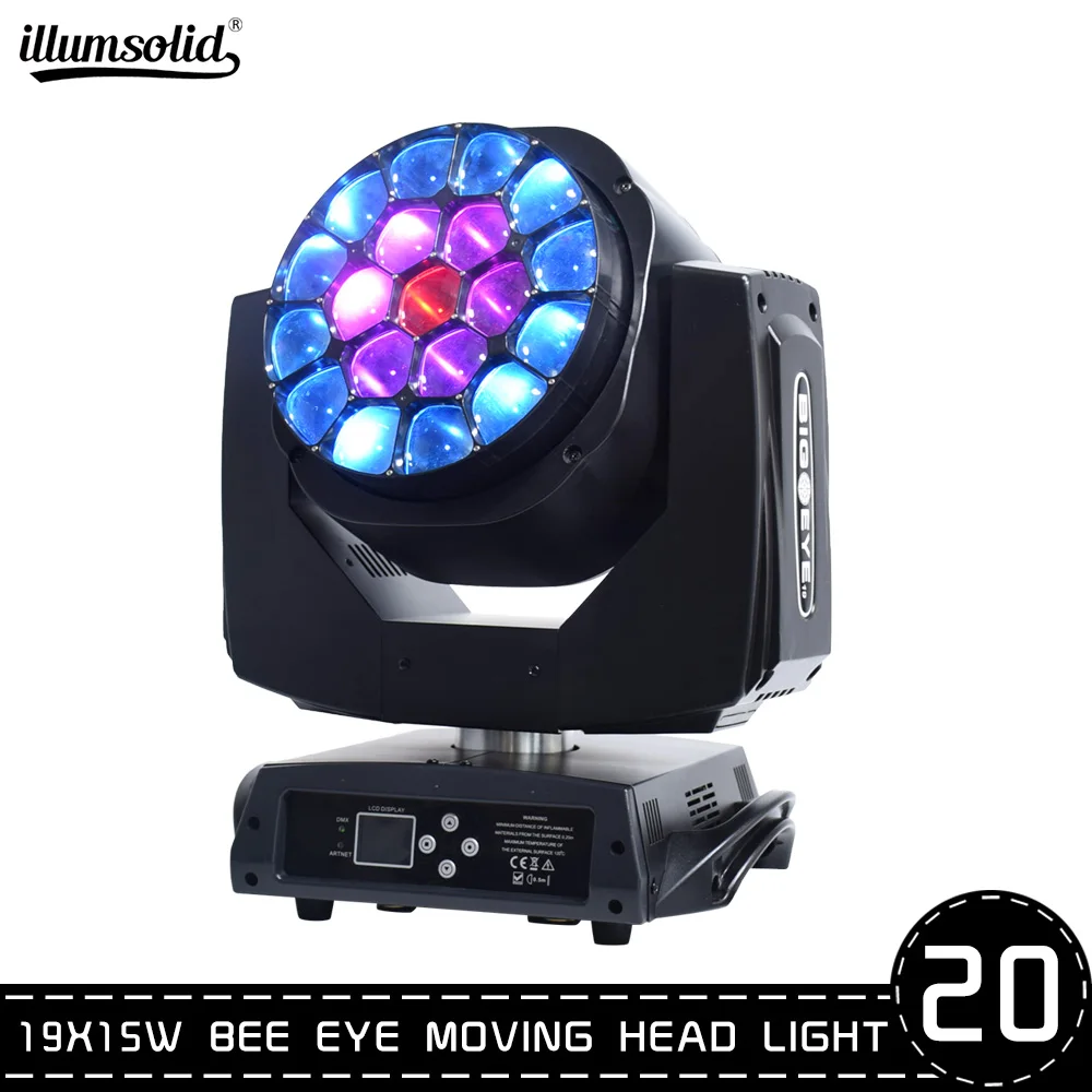 

19X15W Zoom Moving Head Light RGBW Stage Light Bee Eye LED Wash lights with DMX 512 for Dj and Family Party 20pcs/lot