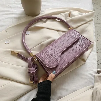 

Crocodile Pattern Female Shoulder Handbags Small PU Leather Crossbody Bags for Women New Simple Ladies' Travel Armpit Flap Bags