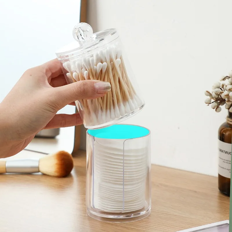 Transparent Organizer Cotton Swab Storage Box Organizador Acrylic Cotton Pad Storage Box Cosmetic Plastic Boxes Bathroom Bedroom