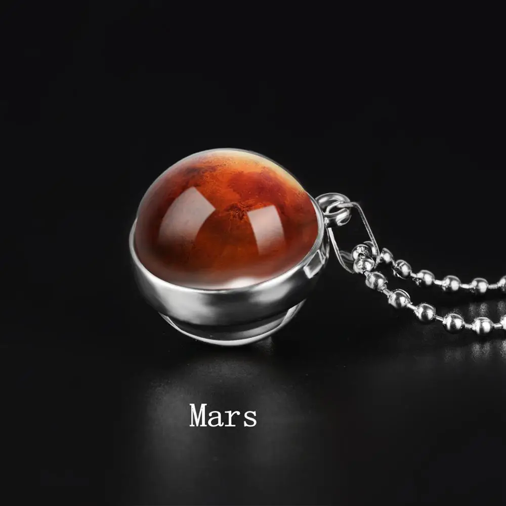 Двустороннее ожерелье с глобусом, солнечная система, планета Венера, Меркурий, Марс, Сатурн, уран, Нептун, земля, солнце, кулон, купольное стекло, ожерелье s - Окраска металла: Mars