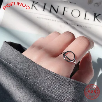 

POFUNUO 925 Sterling Silver Rings Minimalist Personality Luxury Women Planet Rings Girls Gift Simplicity Chic Fine Jewelry Rings