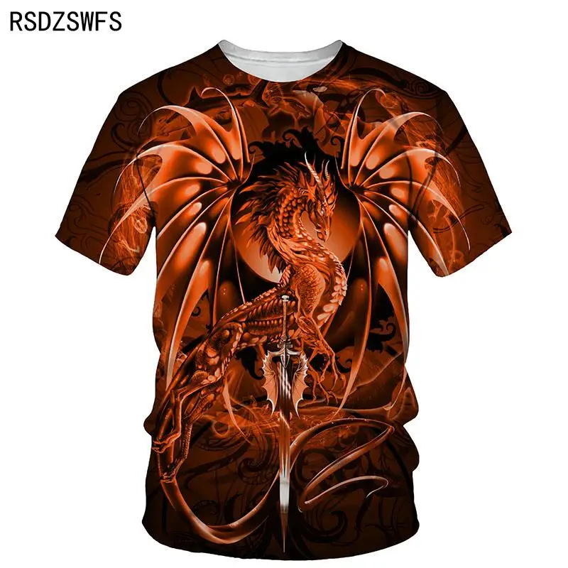 

Western Dragon 3D Print Men T-shirt 2021 Summer O Neck Short Sleeve Tees Tops 3D Style Male Clothes Fashion Casual T-shirts