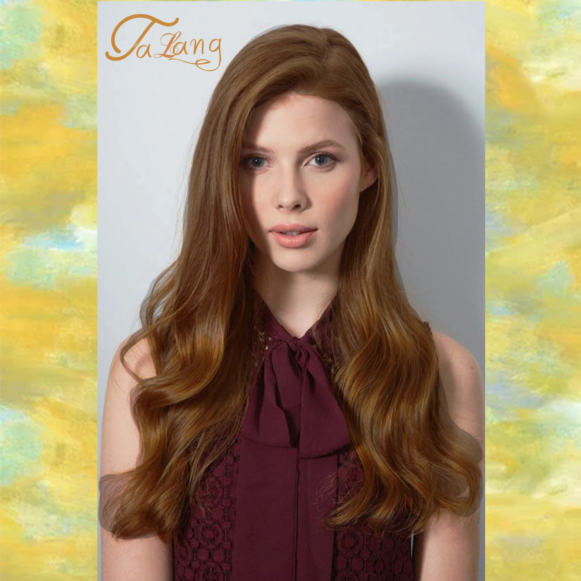 

TALANG long synthetic supernatural daily lace one-piece wig brown natural women's wig