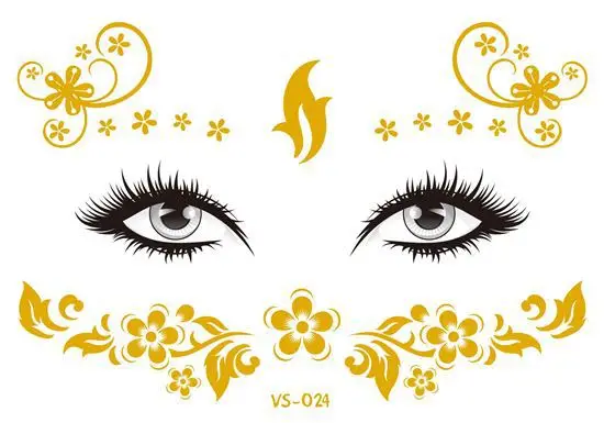 1sheet eye sticker gold plated adhesive for party fake Freckles moon butterfly pattern temporary face tattoo sticker RA032 - Цвет: VS024