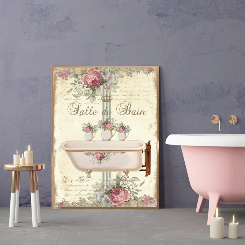 French-Bathroom-Decoration-Paintings-Print-Vintage-Posters-Salle-de-Bain-Le-Bain-Chalkboard-Shabby-Fine-Wall (1)
