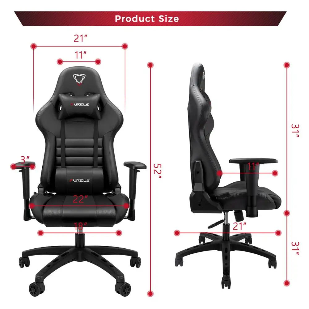 US $150.91 Furgle Gaming Chairs Office Chair Computer Chair with Highback Synthetic Leather Internet Chair Racing Chair for Desk Chair