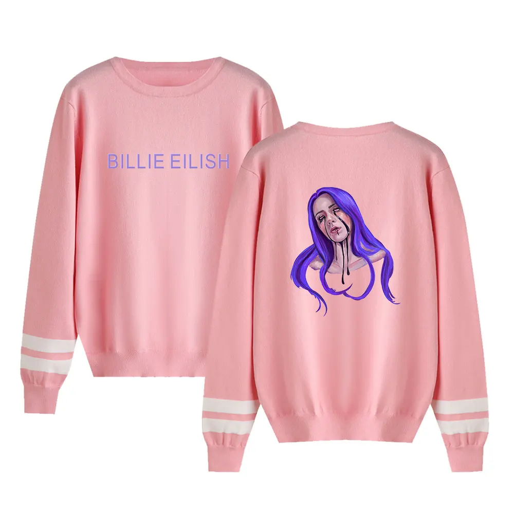

Men Women O-Neck Billie Eilish Pullover Sweaters Fashion Spring Autumn Hip Hop Sweaters Pullovers Male Female casual pink Tops