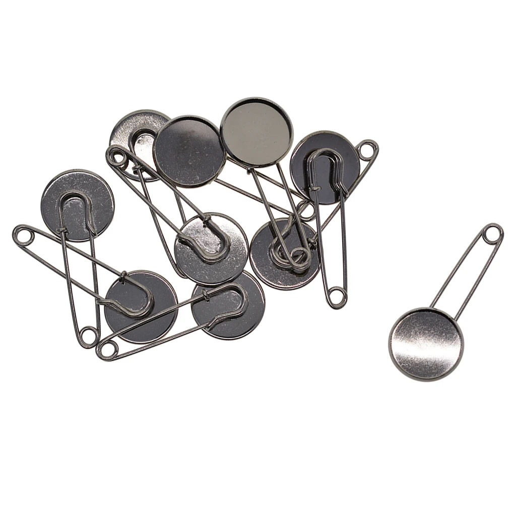 

10 Piece 16mm Blank Cabochon Settings Safety Pins for DIY Hijab Pins Brooch Pins Supplies