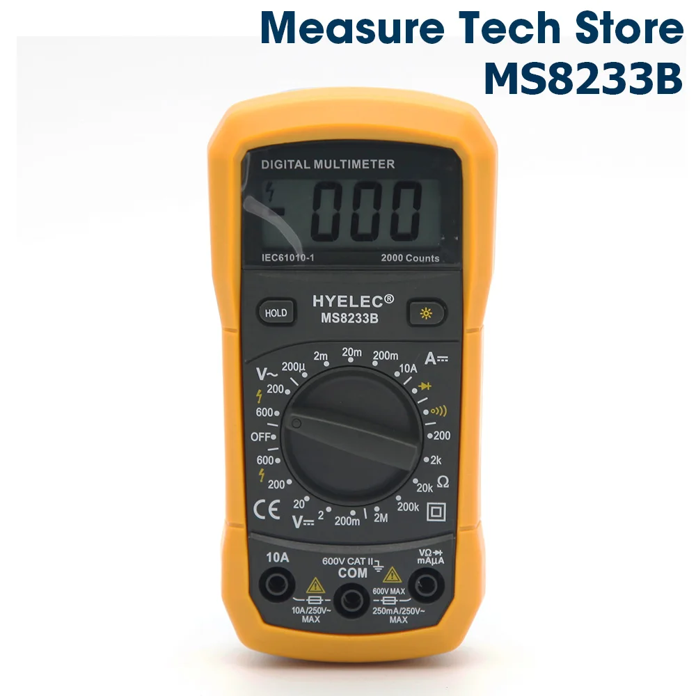 

MS8233B Manual Range Mini Palm Size Digital Multimeter Backlight Students Teaching School Use Multimetr 10A 2000 Counts Null