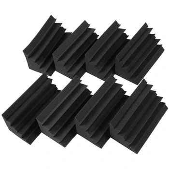 

New 8 Pack of 4.6 in X 4.6 in X 9.5 in Black Soundproofing Insulation Bass Trap Acoustic Wall Foam Padding Studio Foam Tiles (8P