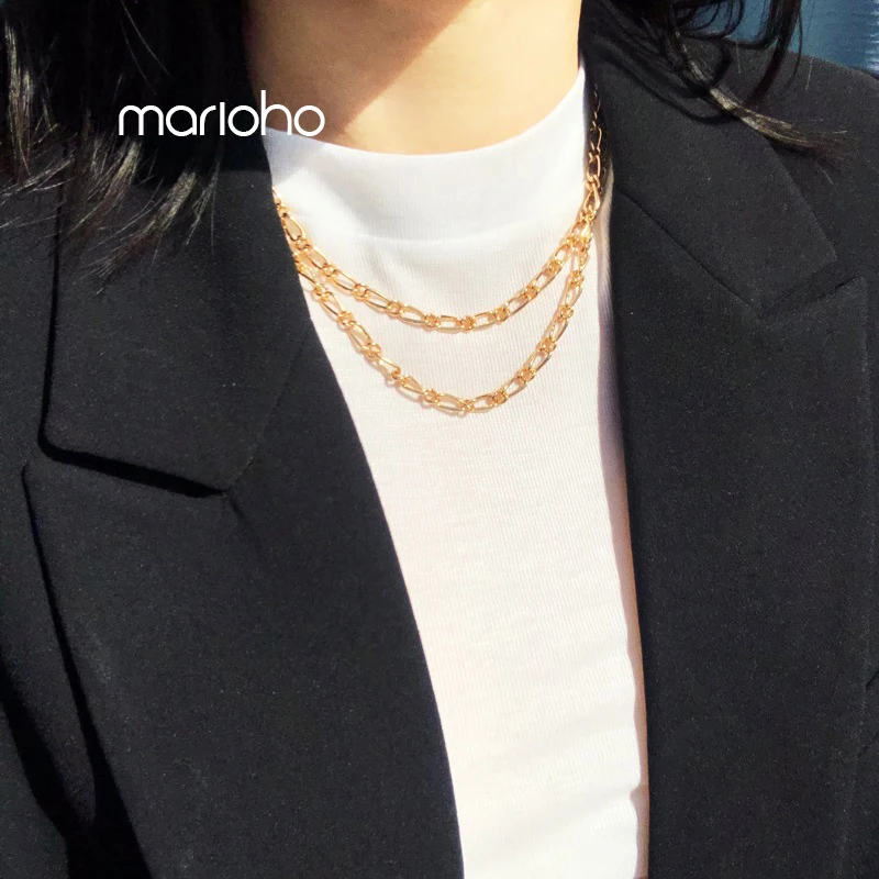 Europe Fashion Multilayer Metal Gold Color Chokers Necklace Alloy long Sweater Chain Simple Jewelry Accessories Women | Украшения и