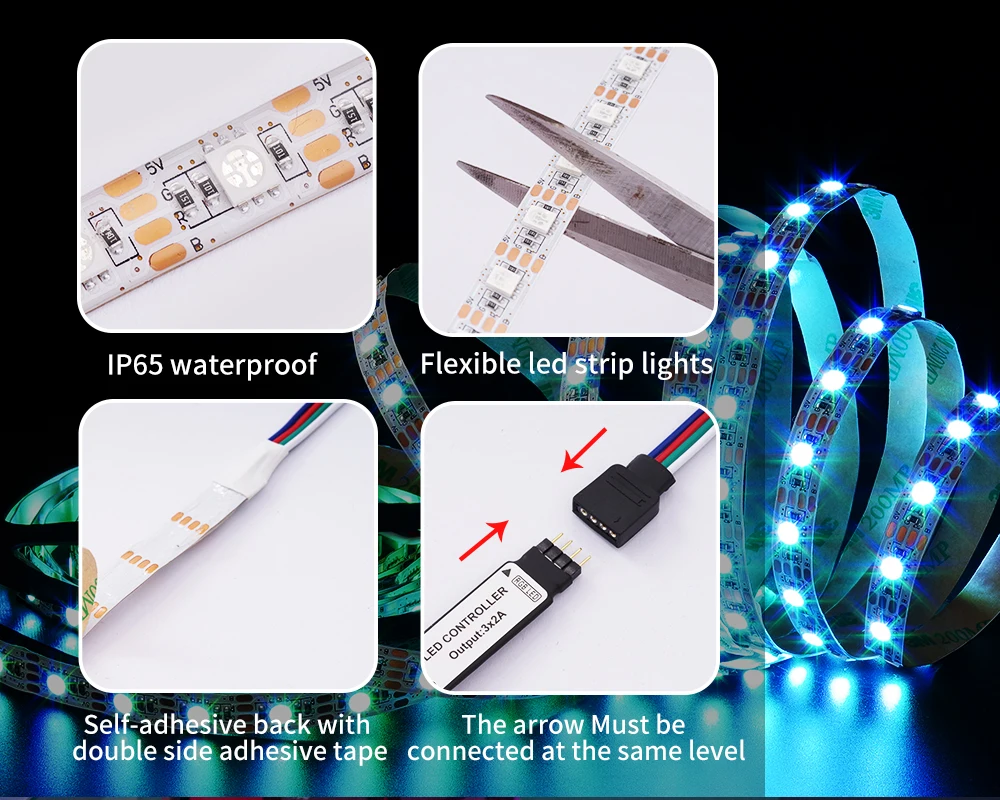 LUCKY светодиодный 5 в светодиодный USB ТВ ПОДСВЕТКА светодиодный светильник водонепроницаемая лента 5050 SMD Гибкая RGB лента с пультом дистанционного управления 24 ключа 3 ключа Wifi