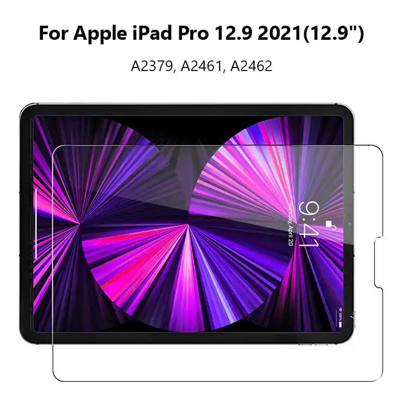 Anti-Burst Protective Tempered Glass For iPad Pro 12.9 2020 2021 2018 Screen Protector touch pens for ipads Tablet Accessories