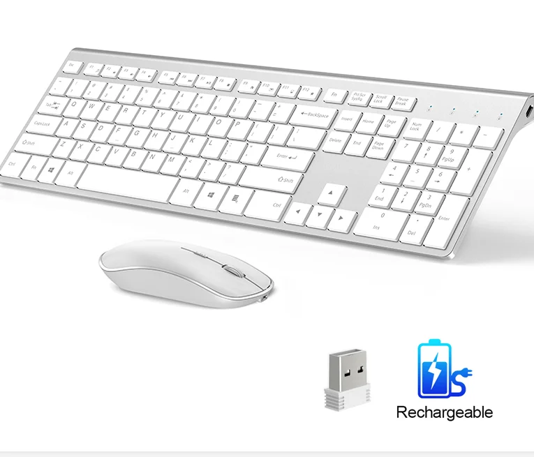 

2019 Latest Neasgor Rechargeable 2.4 GHz Wireless Keyboard and Mouse Combination kit Portable compatiable PC MAC Android Tablet